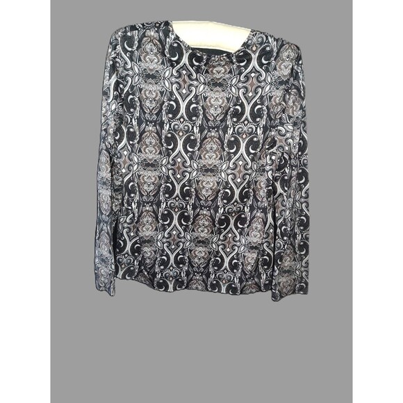 Croft & Barrow Long Sleeve Geometric Print Top - Size L - Picture 3 of 3